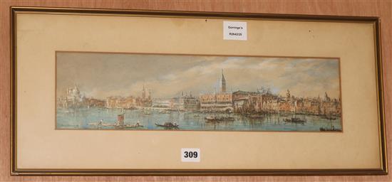 W. Henry, watercolour, Venetian lagoon, signed, 12 x 48cm